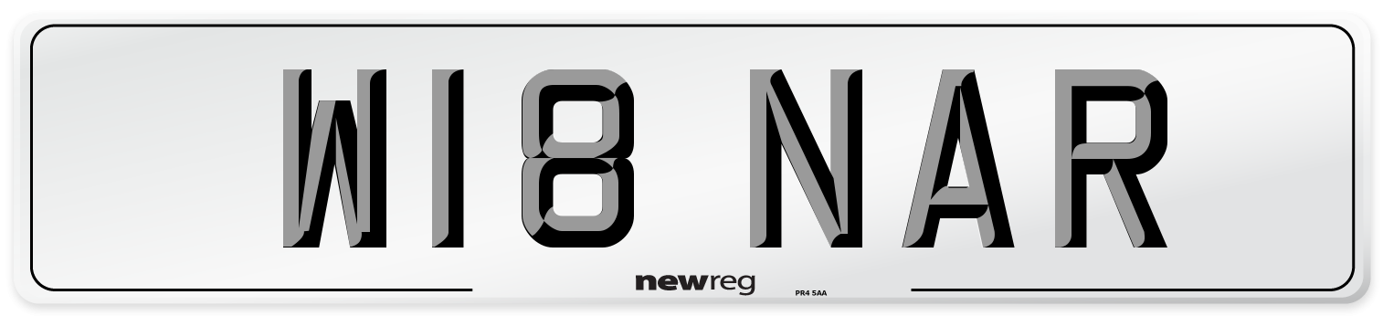 W18 NAR Number Plate from New Reg